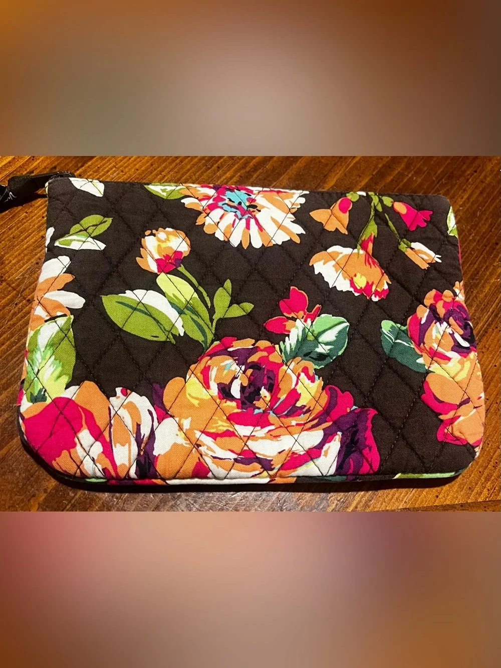 Vera Bradley English Rose Quilted Cosmetic Makeup Bag Retired Pattern Travel